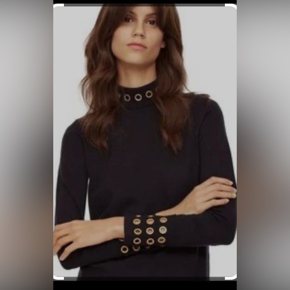 Tory Burch Sweaters - Tory Burch | Grommet Embellished Mock Neck Sweater Stretch Merino Wool Size XL